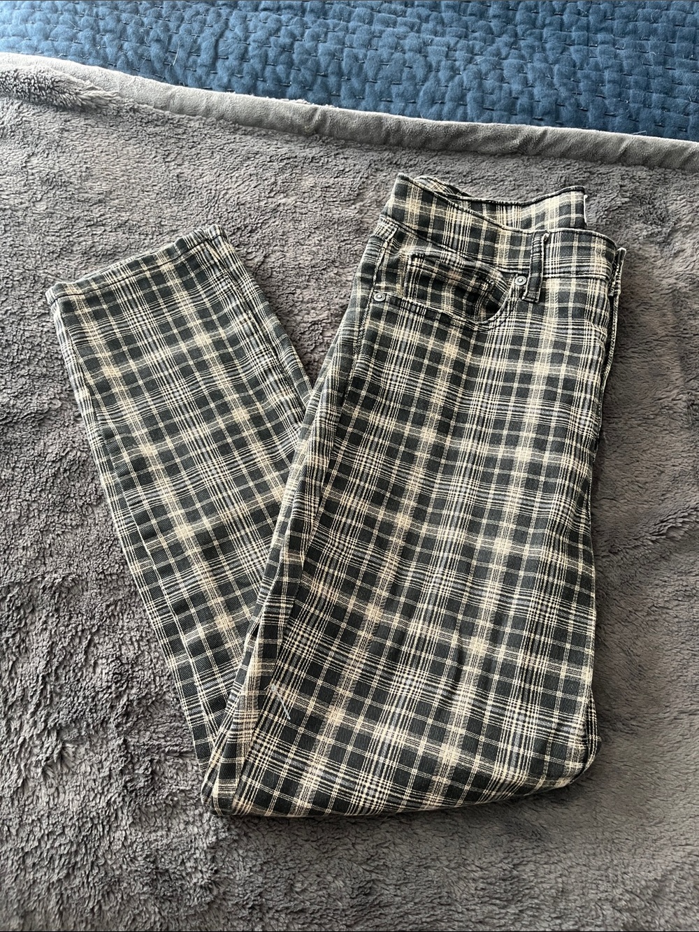 William Rast Black and White Plaid Straight Leg Pants